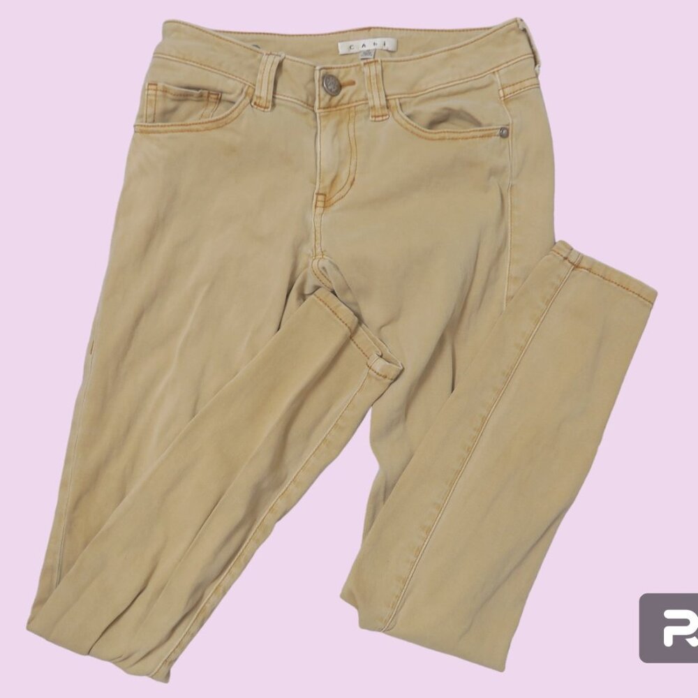 Cabi Style 502 | Ruby Gold Skinny Jeans denim in tan gold size 0.
